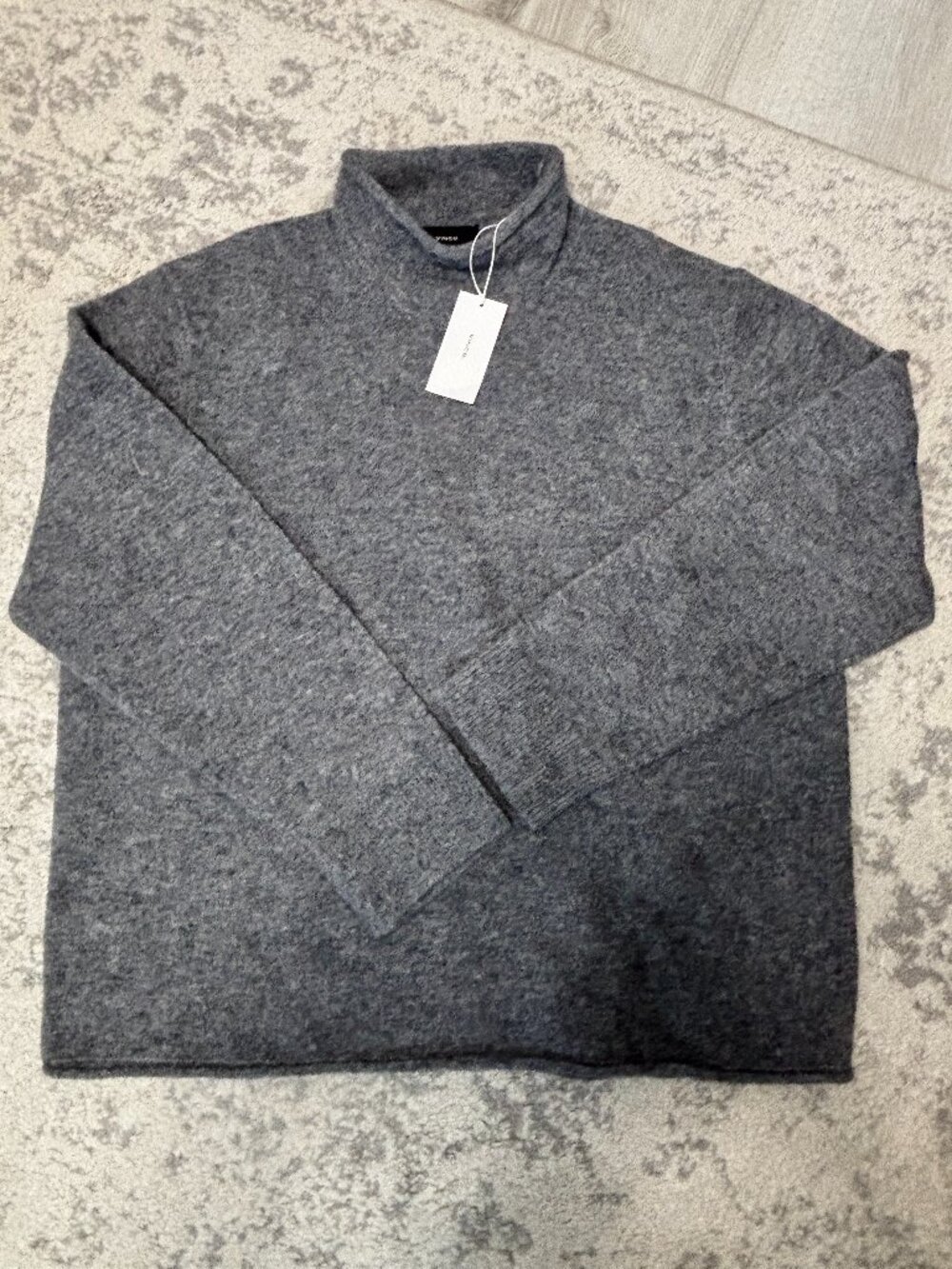 Vince Men's XL Gray Wool Funnel Neck Sweater $325 Luxury Knit.